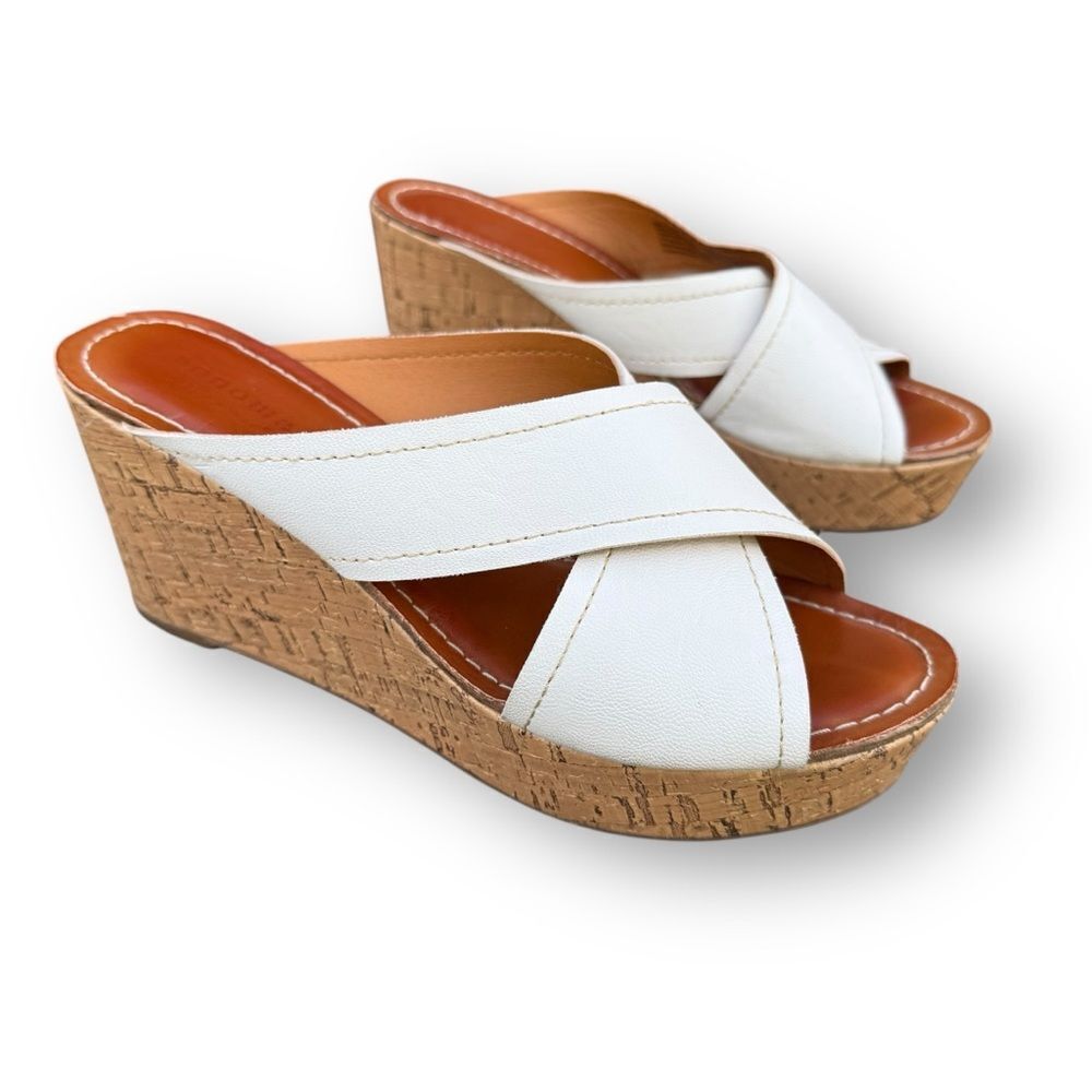 Sonoma Life Nemmy Wrap Cork Wedge Sandal White Heeled Sandals Women's size 7